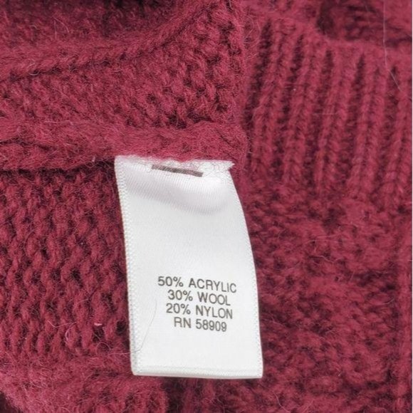 Chelsea & Violet Wine Cable Knit Crew Neck Long Sleeve Sweater Medium 8-10 NWT - Picture 6 of 6